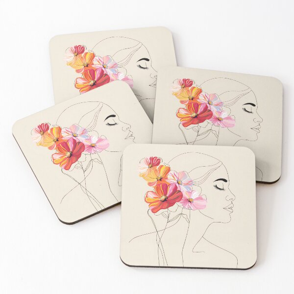 Item preview, Single Line Woman With Flowers designed and sold by 5minArtStudio.