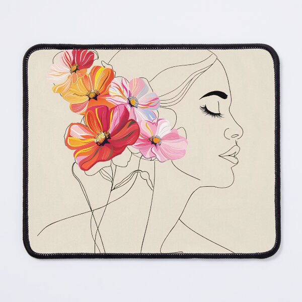 Item preview, Single Line Woman With Flowers designed and sold by 5minArtStudio.