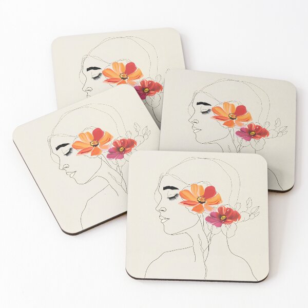 Item preview, Single Line Woman With Flowers designed and sold by 5minArtStudio.