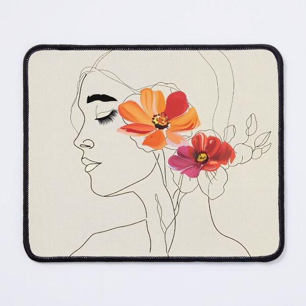 Item preview, Single Line Woman With Flowers designed and sold by 5minArtStudio.