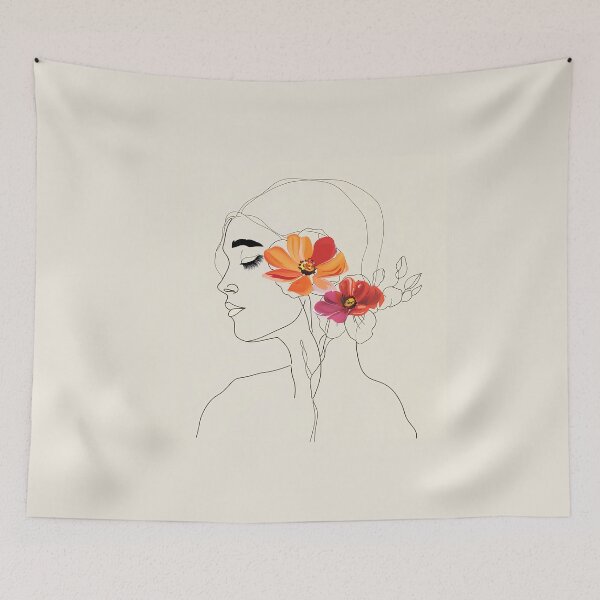 Item preview, Single Line Woman With Flowers designed and sold by 5minArtStudio.