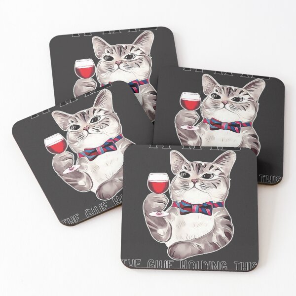 Item preview, Cat Drink Wine He Glue Holding His 2020 Shitshow Ogether  designed and sold by pkkokrxjk.