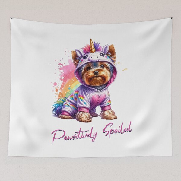 Item preview, Pawsitively Spoiled, Yorkie Unicorn Onesie Watercolor designed and sold by MapleV.