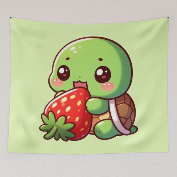 Item preview, Berry Bliss: Kawaii Turtle Nibbling on a Strawberry designed and sold by TDKCustoms.