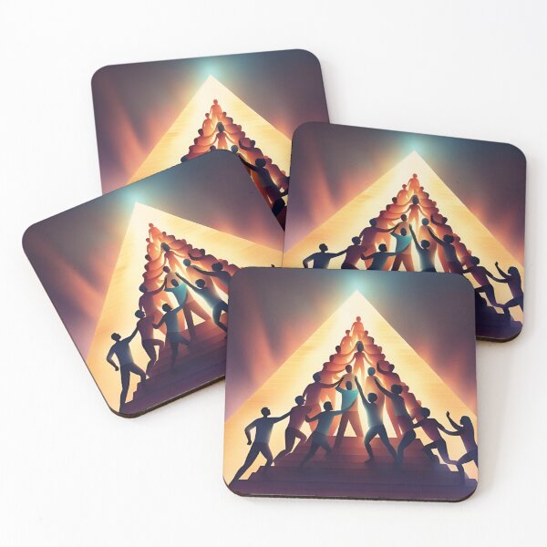 Item preview, A group of people team up in a pyramid to celebrate success teamwork cooperation winning, designed and sold by bvdesignart.