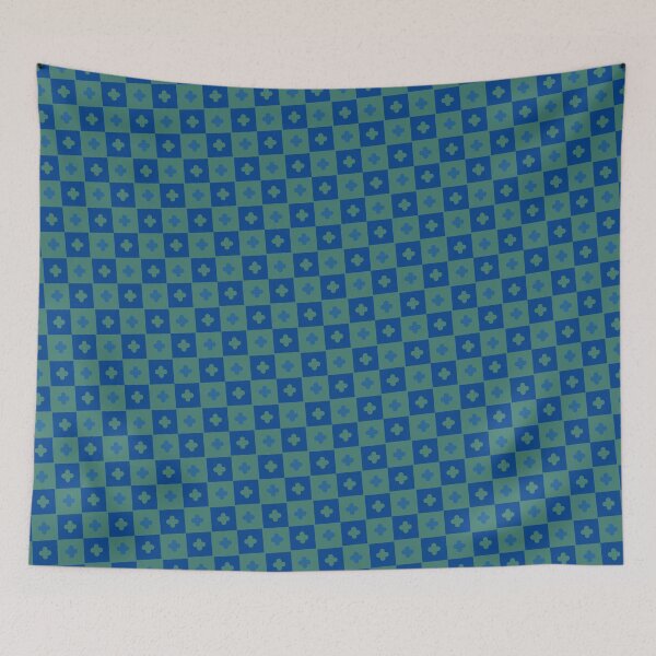 Item preview, Blue & Green Alternating Squares And Plus Eternal Impressions designed and sold by Alchemy-A-La-G.