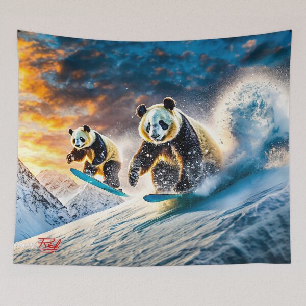 Item preview, Two Pandas Snowboarding In Tibet Design by Rich AMeN Gill designed and sold by RichAMeNGill.