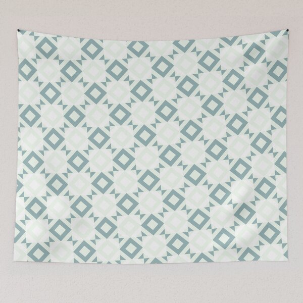 Item preview, Greens & White Squares Triangles Mirrored Endless Eternal Impressions designed and sold by Alchemy-A-La-G.
