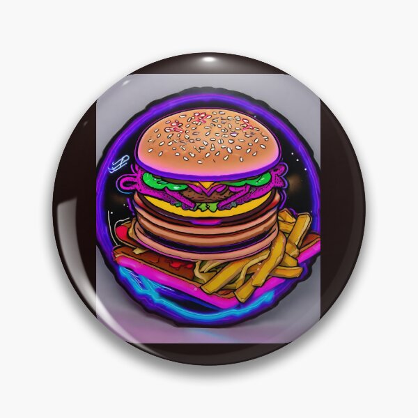 Item preview, Neon cheeseburger and fries designed and sold by seahorse crossing.