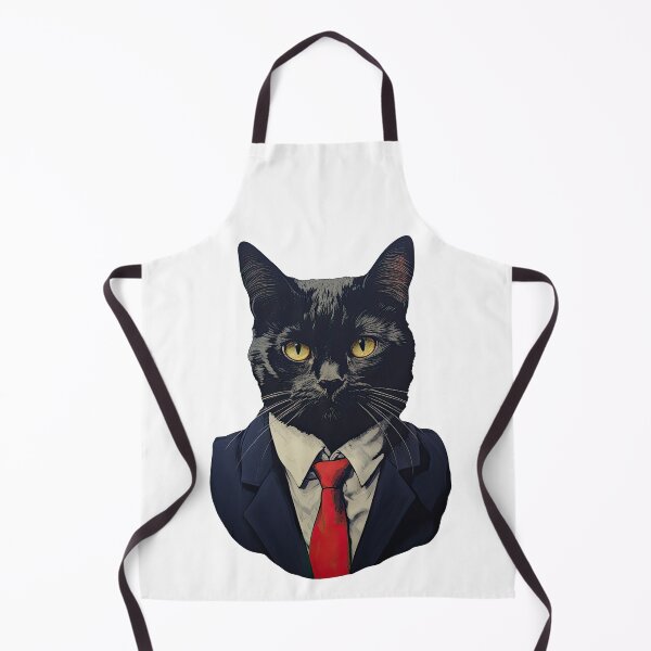 Item preview, Black cat with a suit and red tie designed and sold by CircaSassy.