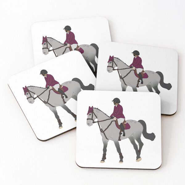 Item preview, Dapple Grey Sporthorse/Burgundy With Rider designed and sold by Abby Art Studio.