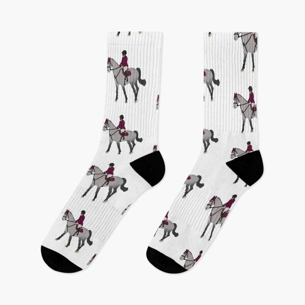 Item preview, Dapple Grey Sporthorse/Burgundy With Rider designed and sold by Abby Art Studio.