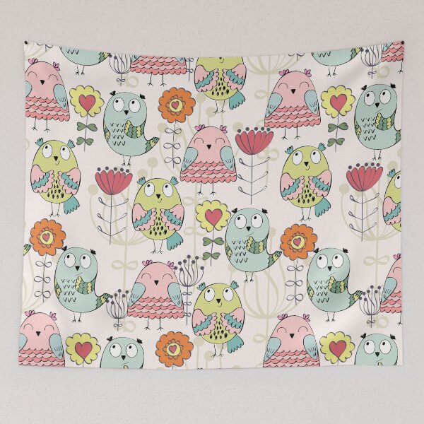 Item preview, Cute owl pattern in green and pinks designed and sold by MissQuiss.