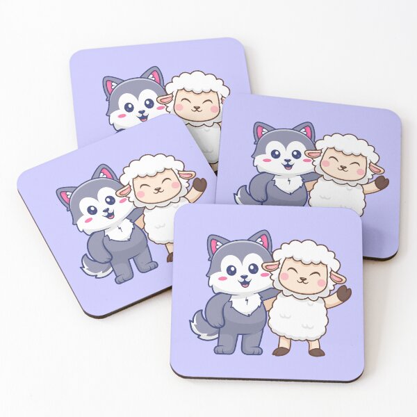 Item preview, Furry Friends: Cute Sheep & Husky Dog Together Cartoon Vector Icon" designed and sold by hjian8219.