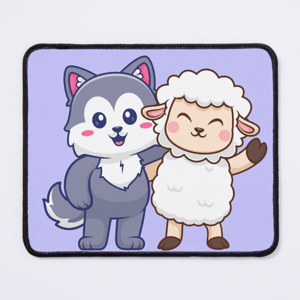 Item preview, Furry Friends: Cute Sheep & Husky Dog Together Cartoon Vector Icon" designed and sold by hjian8219.