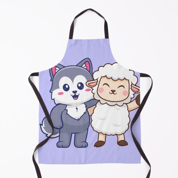 Item preview, Furry Friends: Cute Sheep & Husky Dog Together Cartoon Vector Icon" designed and sold by hjian8219.