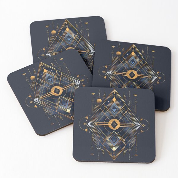 Item preview, Geometric Fusion: Blue & Gold Graphic Elegance designed and sold by Ace Apparel  Attire.