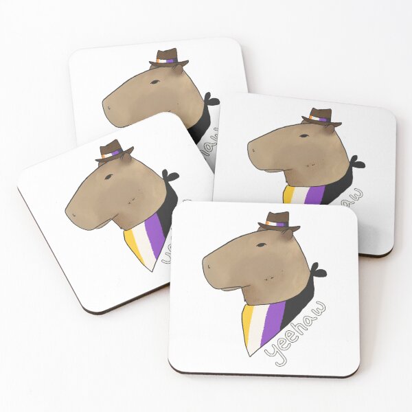 Item preview, nonbinary pride capybara cowboy designed and sold by LebrideAtelie.