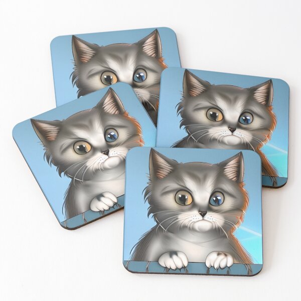Item preview, Gray and white cat with googly eyes designed and sold by Astralia.