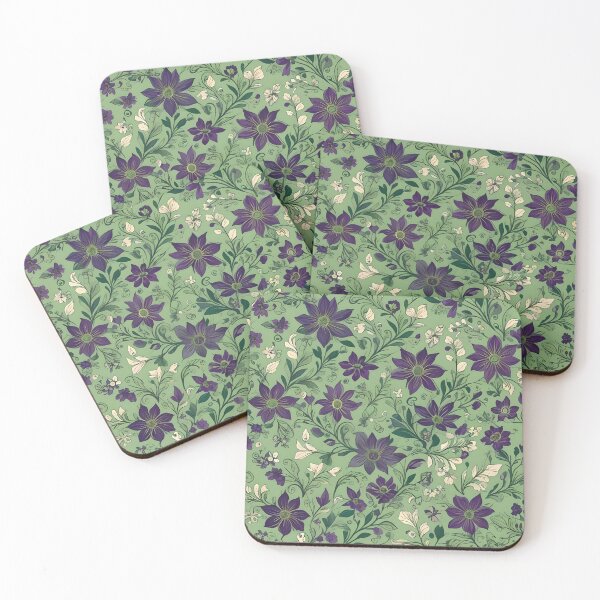 Item preview, Green and Purple Floral Pattern designed and sold by Ninjakandy.