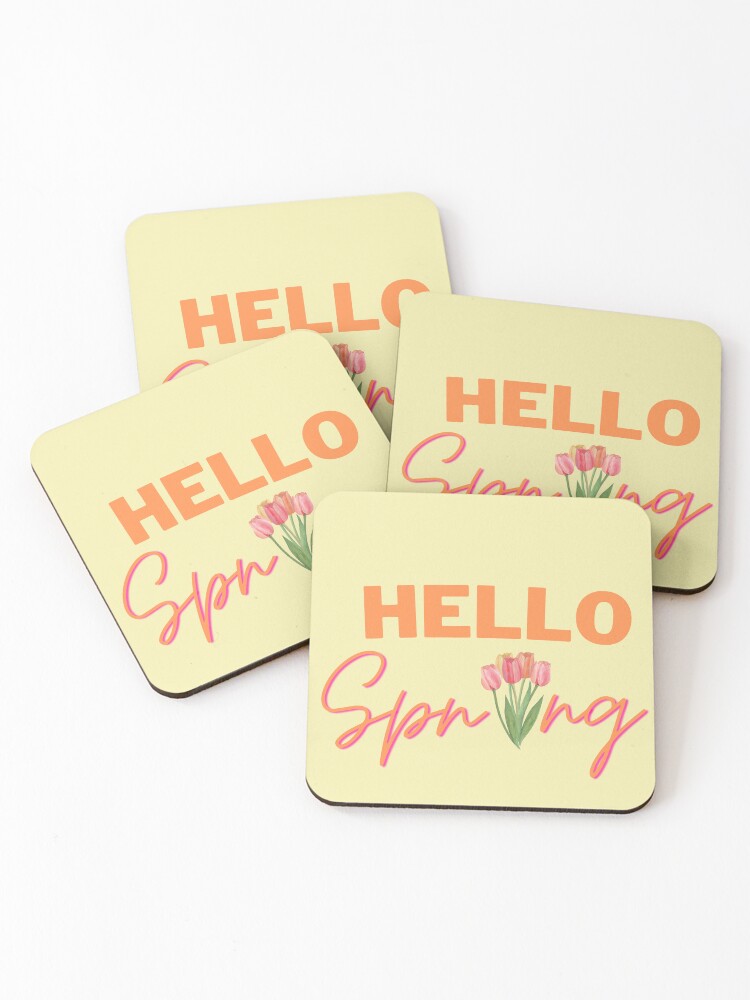 Thumbnail 1 of 5, Coasters (Set of 4), Hello Spring designed and sold by AJDesignsstuff.