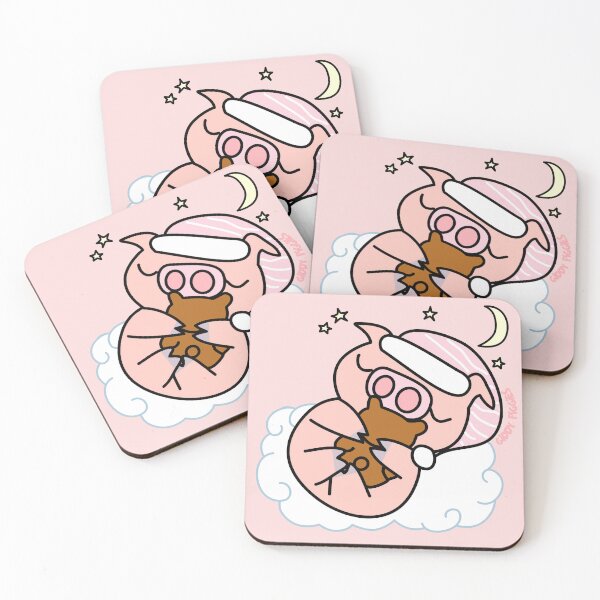 Item preview, Sleeping Giddy Piggies with Teddy Bear in Pink designed and sold by Giddy Piggies.