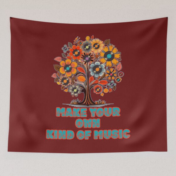Item preview, Make your own kind of music: A very colorful tree with flowers and LP records. designed and sold by JoyOfHopeStore.