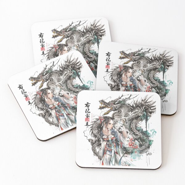 Item preview, Japanes Dragon And Woman. Tattoo Style Art designed and sold by Lucy Goosy Art.