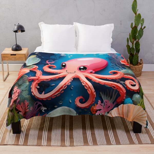 Item preview, Underwater World with Playful Pink Octopus designed and sold by BaisaStudio.