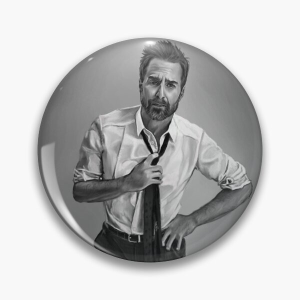 Item preview, black and white painting of sam rockwell designed and sold by GessleinGraphic.