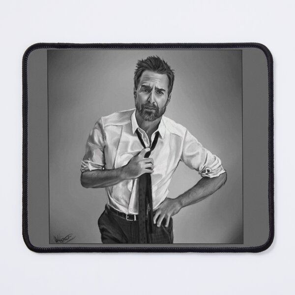 Item preview, black and white painting of sam rockwell designed and sold by GessleinGraphic.