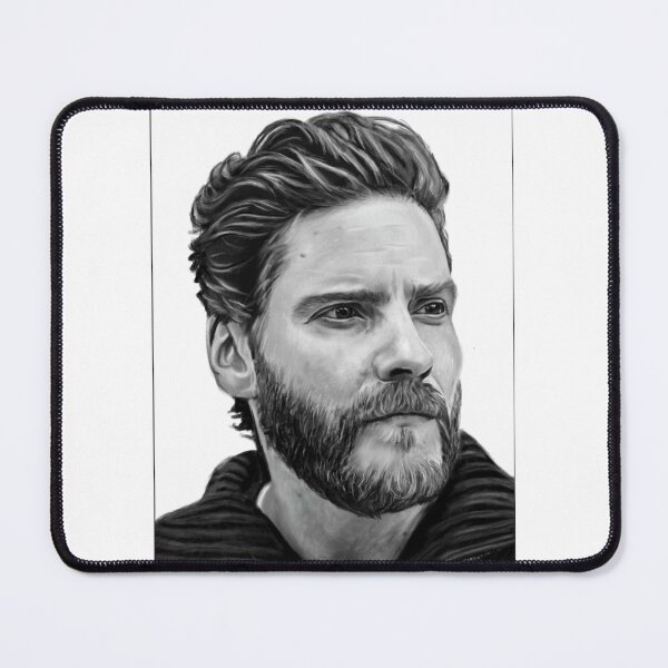Item preview, black and white digital portrait of actor daniel bruhl designed and sold by GessleinGraphic.