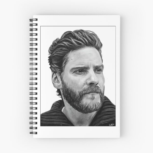 Item preview, black and white digital portrait of actor daniel bruhl designed and sold by GessleinGraphic.