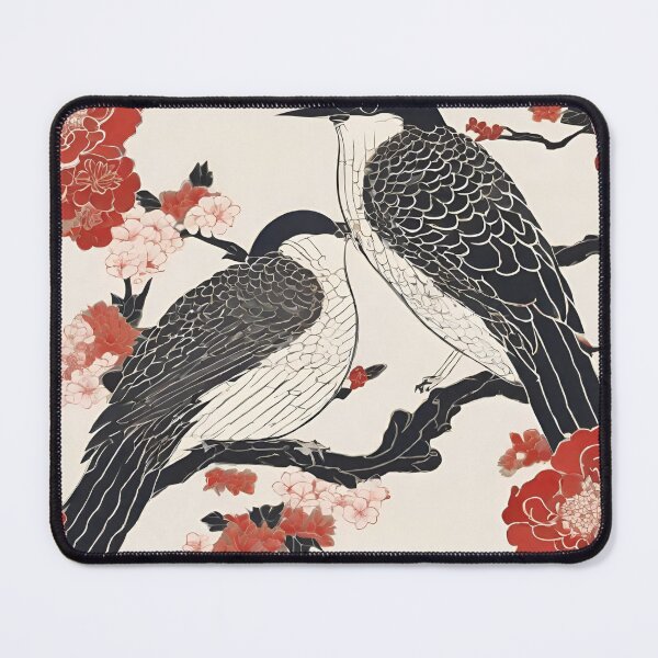 Item preview, two beautiful love birds japanese style art designed and sold by cloudzer0000.