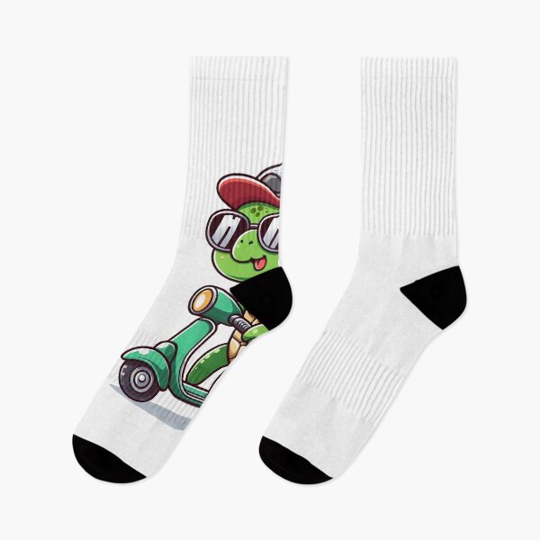 Item preview, cartoon turtle wearing cap and scarf riding a scooter. designed and sold by MzulhilmiZam.