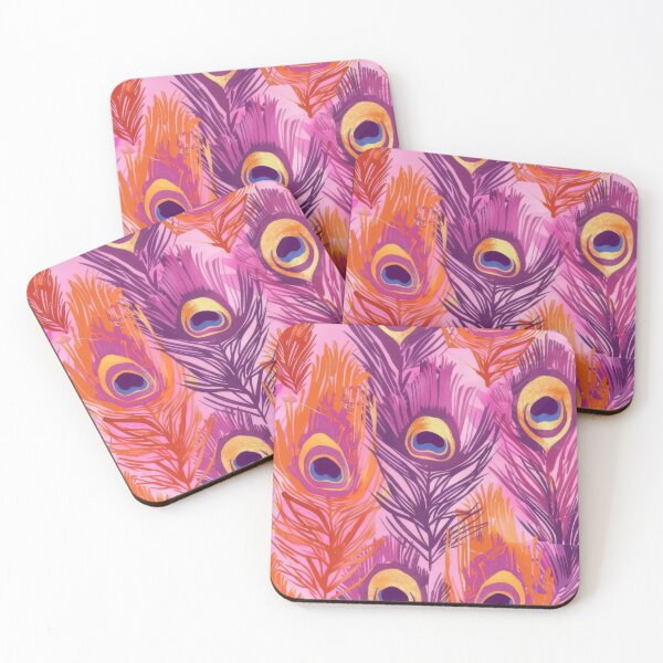 Item preview, Radiant Plumage: Pretty Pink and Orange Peacock Feather Pattern designed and sold by PrettyPinkSkies.