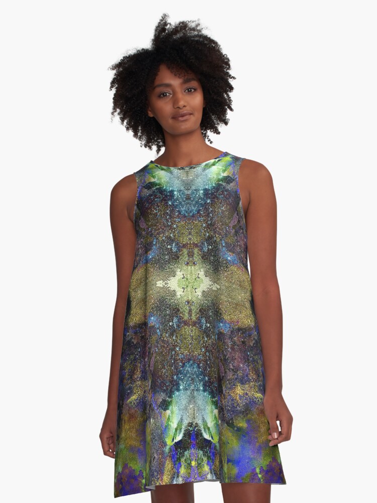 Thumbnail 1 of 4, A-Line Dress, Neon Seas designed and sold by TSteeleArt.