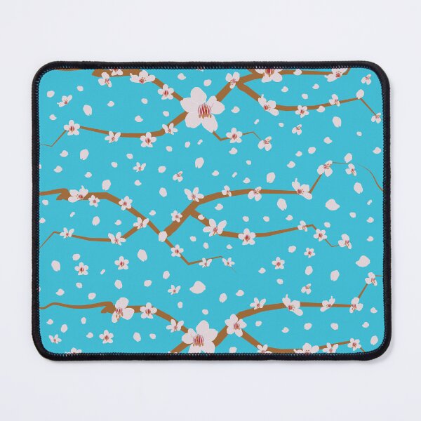Item preview, Vector vintage style artwork pink cherry blossom and branches seamless pattern on blue background. designed and sold by 137Lanternes.