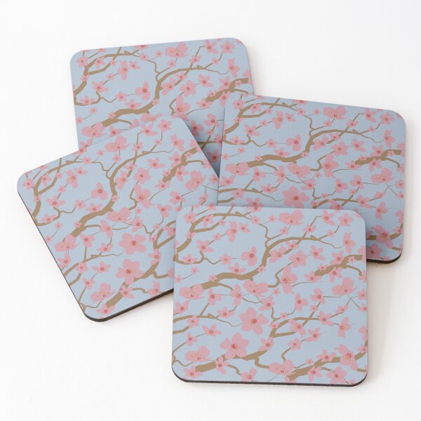 Item preview, Vector vintage style artwork pink cherry blossom and branches seamless pattern on blue background. designed and sold by 137Lanternes.