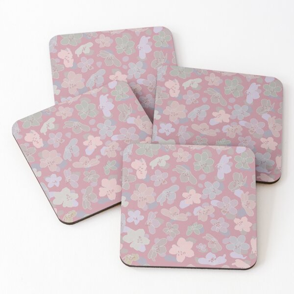 Item preview, Vector vintage style artwork hand drawn pastel coloured cherry blossom seamless pattern on pink background. designed and sold by 137Lanternes.
