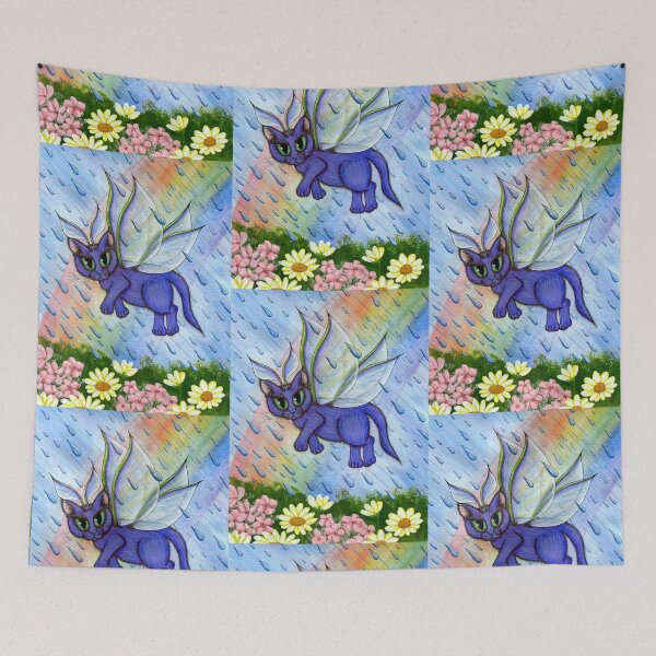 Item preview, Spring Showers Fairy Cat Rainbow designed and sold by tigerpixie.