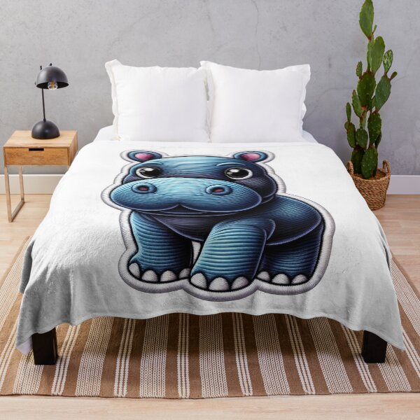 Item preview, Embroidered Baby Hippo - Adorable and Unique designed and sold by Gamegiftscustom.