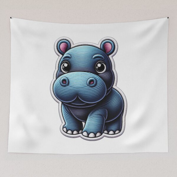 Item preview, Embroidered Baby Hippo - Adorable and Unique designed and sold by Gamegiftscustom.