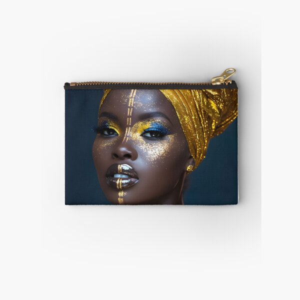 Item preview, African woman with gold head wrap and makeup designed and sold by Artessie.