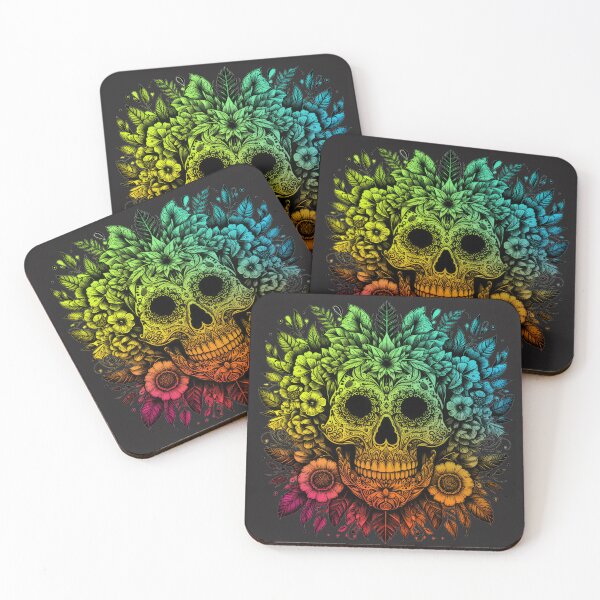 Item preview, Colorful Skull Amidst Blossoming Floral and Foliage Array designed and sold by 271Studio.