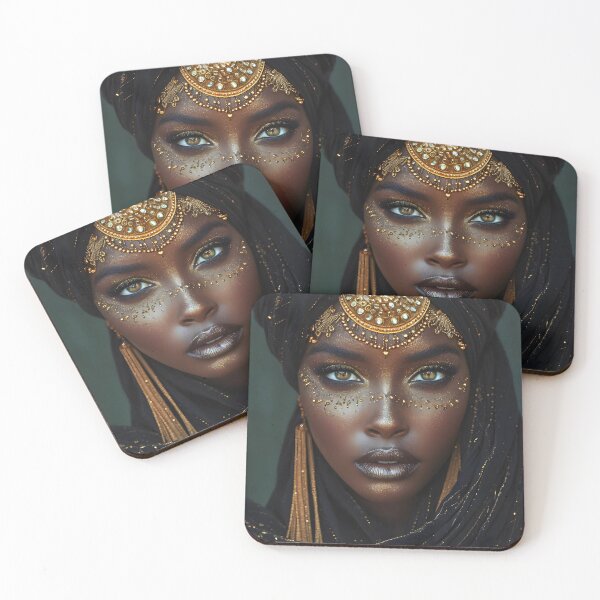Item preview, Stunning portrait of a woman with golden makeup designed and sold by Artessie.