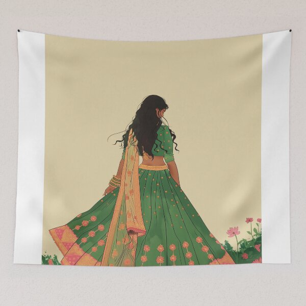 Item preview, Indian woman art flower ,Tamil Girl,Desi designed and sold by Rockwpapart.