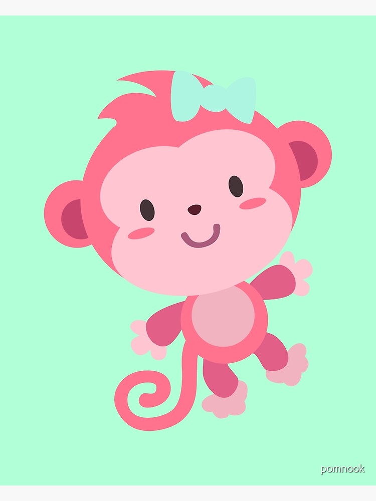 "Cute Pink Monkey Design" Poster for Sale by pomnook Redbubble