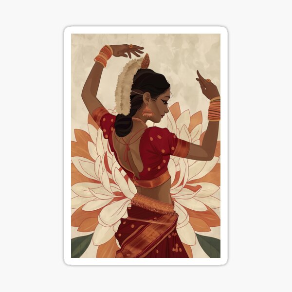 Item preview, Indian woman flower art painting designed and sold by Rockwpapart.