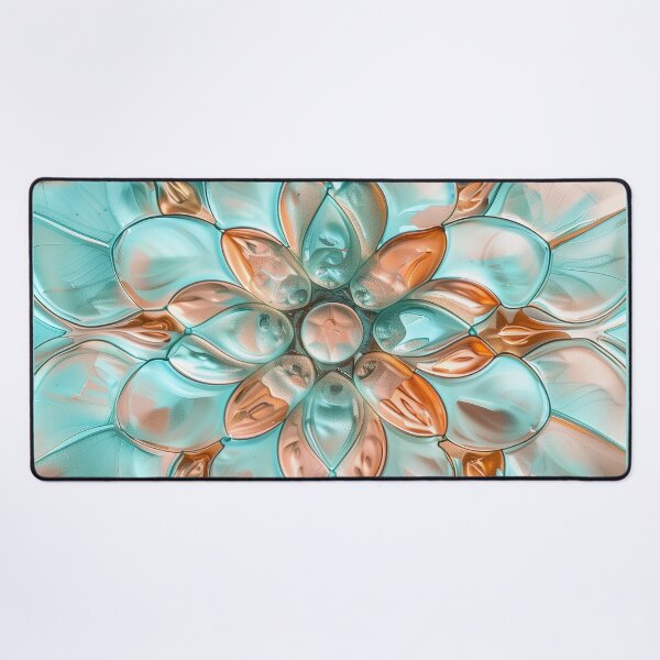 Item preview, Turquoise and peach fuzz glass mandala designed and sold by Fantasyplus.